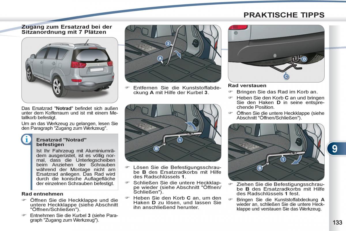 manuel du propriétaire Peugeot 4007 Handbuch / page 135