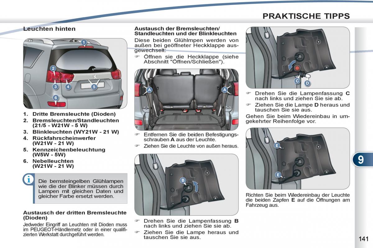 manuel du propriétaire Peugeot 4007 Handbuch / page 143