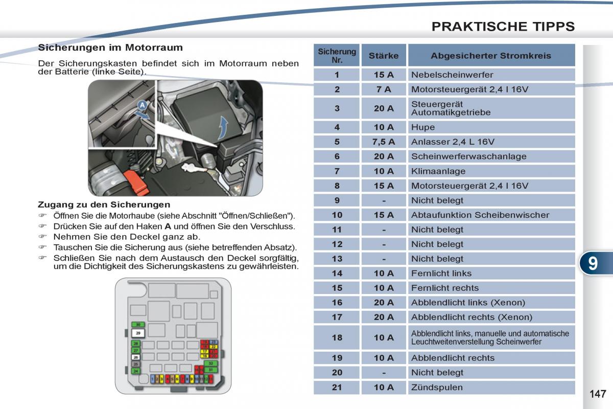 manuel du propriétaire Peugeot 4007 Handbuch / page 149