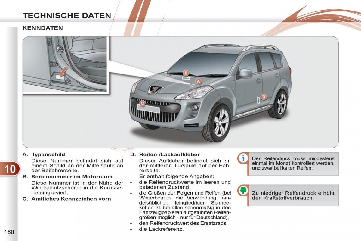 manuel du propriétaire Peugeot 4007 Handbuch / page 162