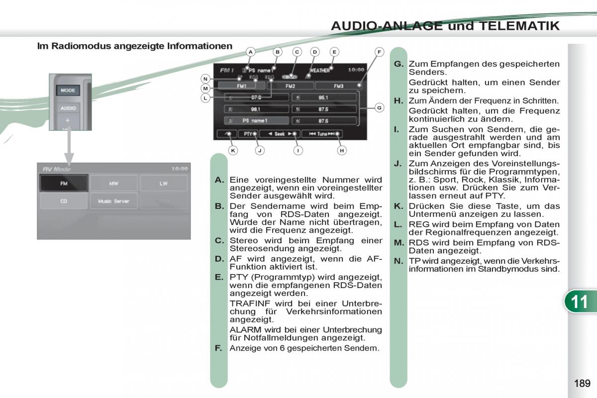 manuel du propriétaire Peugeot 4007 Handbuch / page 191