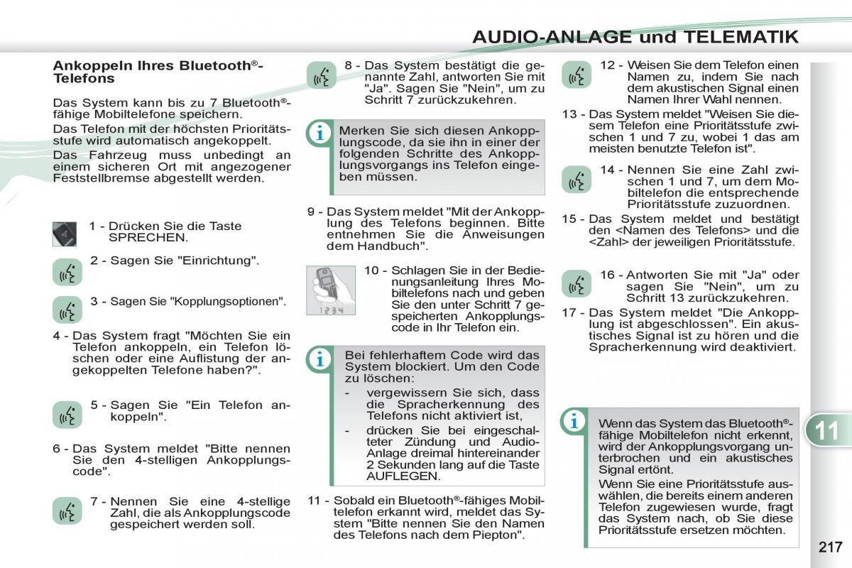 manuel du propriétaire Peugeot 4007 Handbuch / page 219