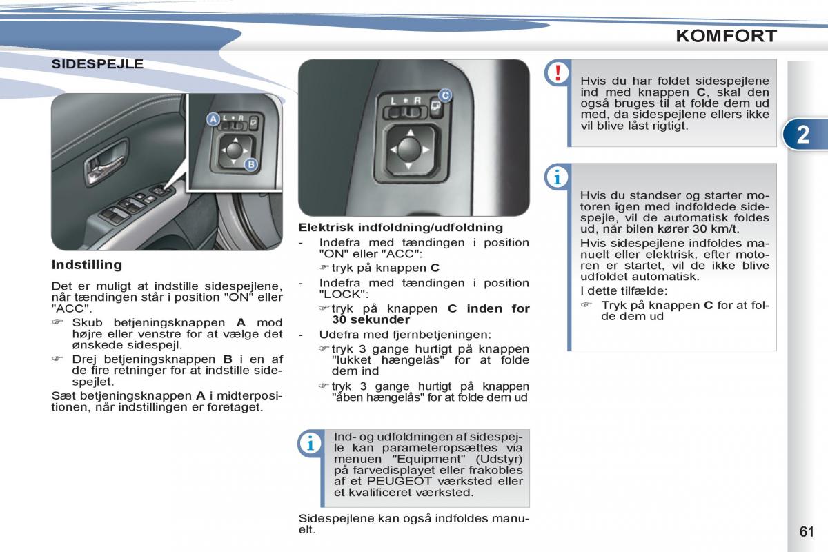 manual  Peugeot 4007 Bilens instruktionsbog / page 63