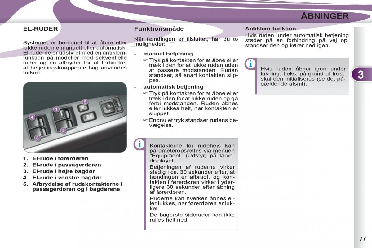 manual  Peugeot 4007 Bilens instruktionsbog / page 79