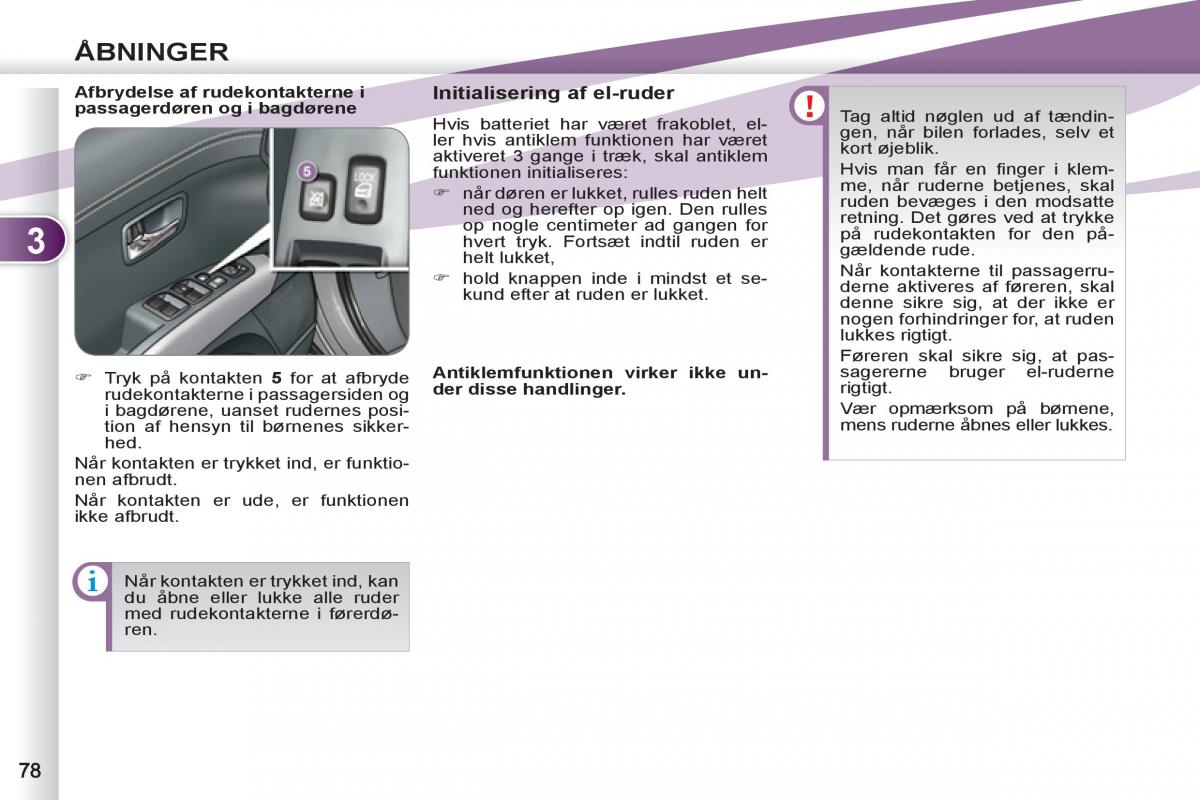 manual Peugeot 4007 Bilens instruktionsbog / page 80