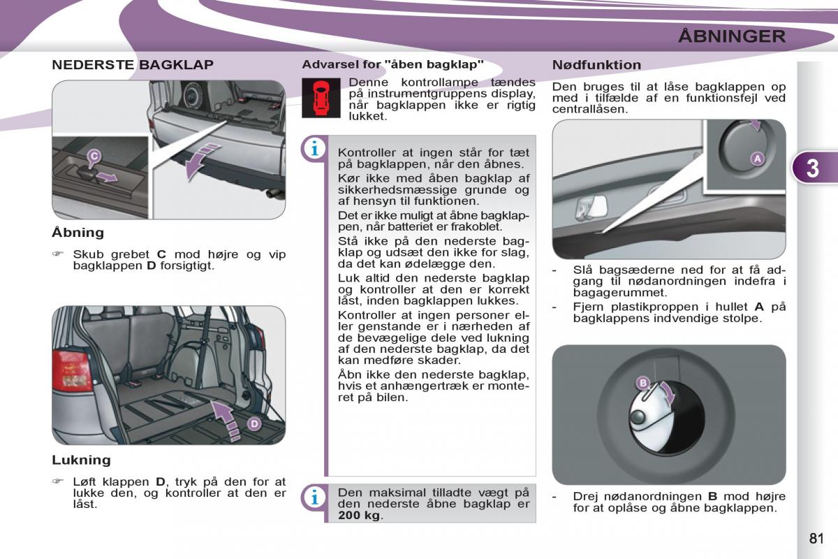 manual Peugeot 4007 Bilens instruktionsbog / page 83