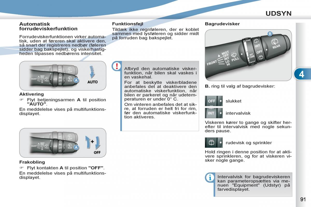 manual  Peugeot 4007 Bilens instruktionsbog / page 93