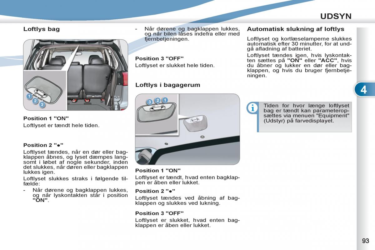 manual Peugeot 4007 Bilens instruktionsbog / page 95