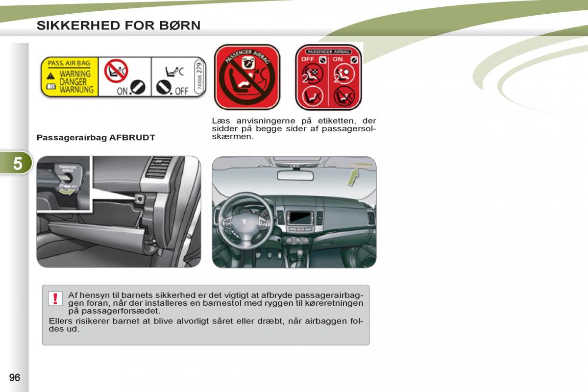 manual  Peugeot 4007 Bilens instruktionsbog / page 98