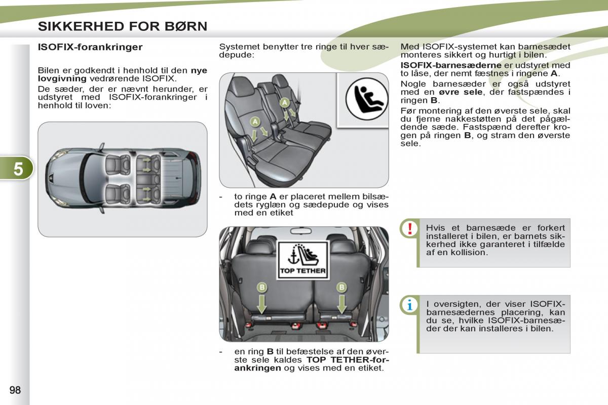 manual  Peugeot 4007 Bilens instruktionsbog / page 100