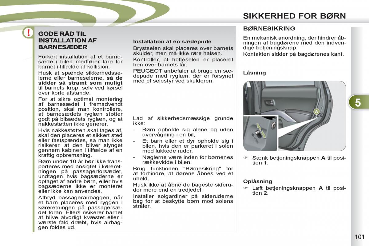 manual  Peugeot 4007 Bilens instruktionsbog / page 103