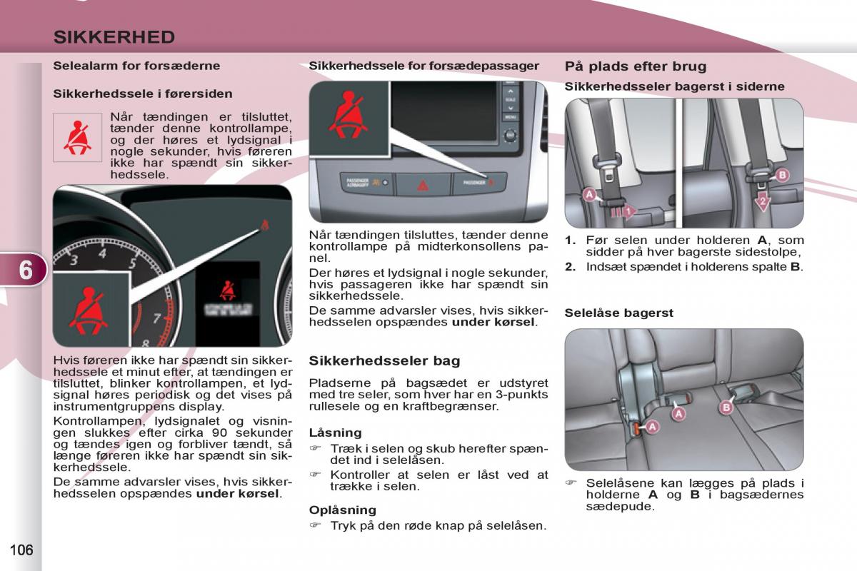 manual Peugeot 4007 Bilens instruktionsbog / page 108