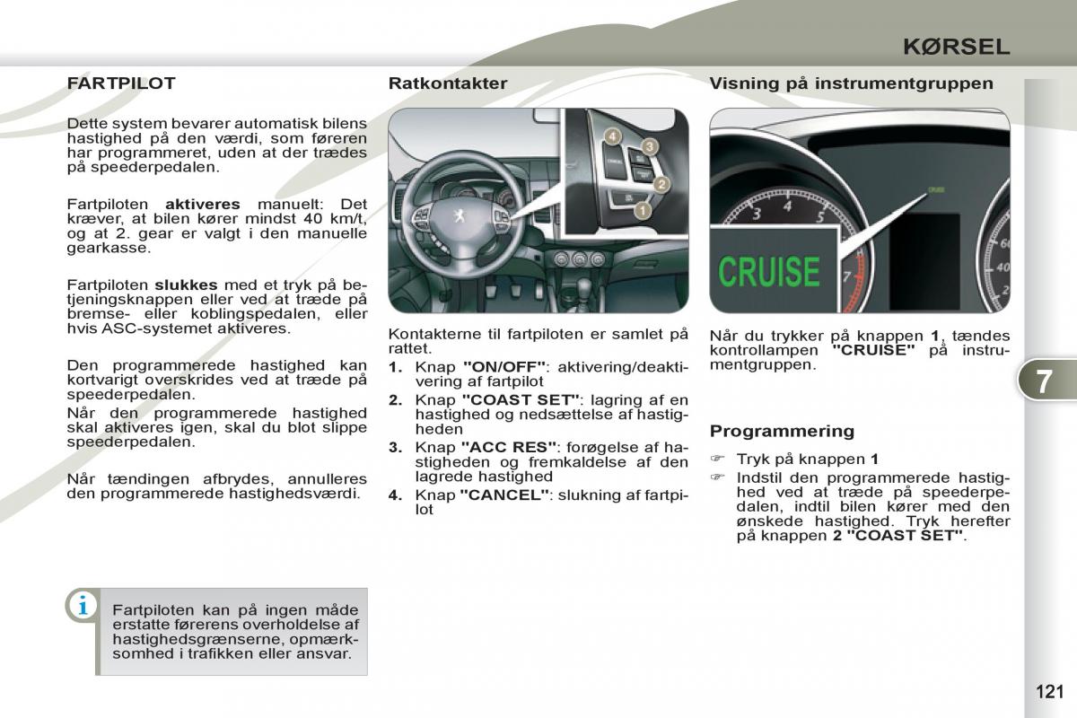 manual Peugeot 4007 Bilens instruktionsbog / page 123