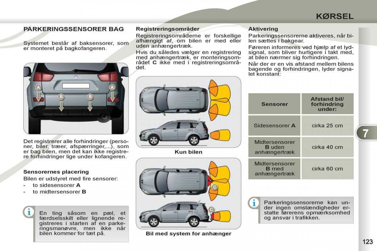 manual  Peugeot 4007 Bilens instruktionsbog / page 125