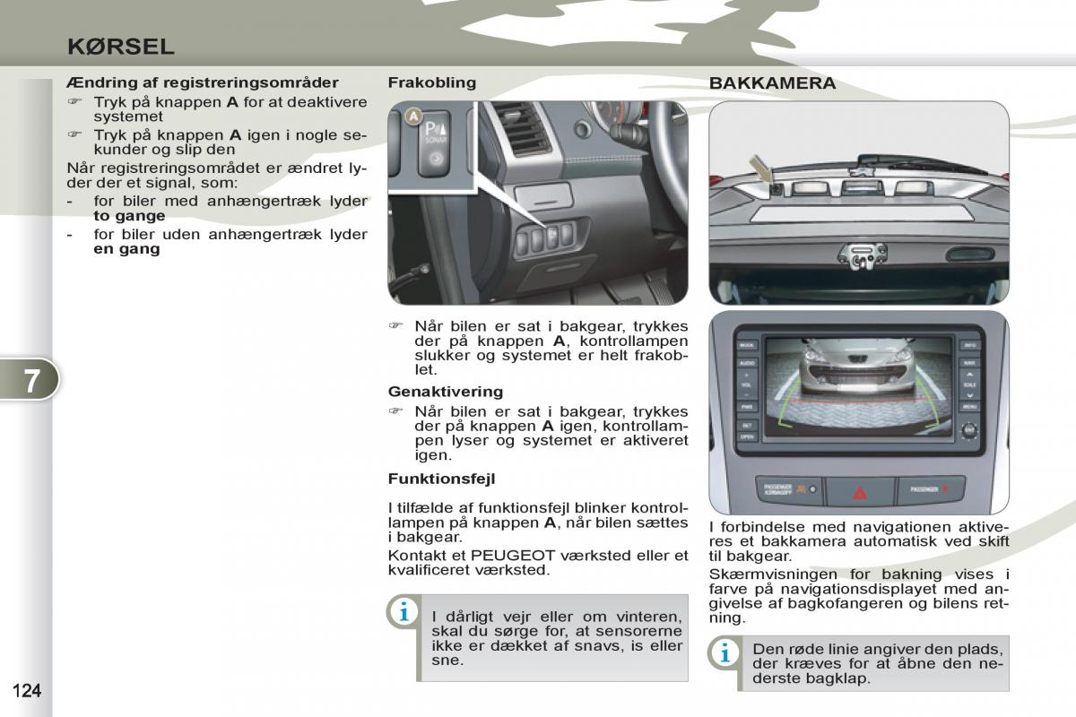 manual  Peugeot 4007 Bilens instruktionsbog / page 126