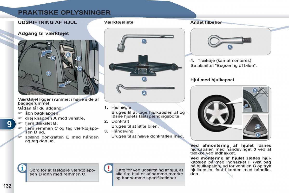 manual Peugeot 4007 Bilens instruktionsbog / page 134