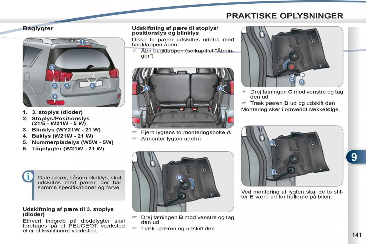 manual  Peugeot 4007 Bilens instruktionsbog / page 143