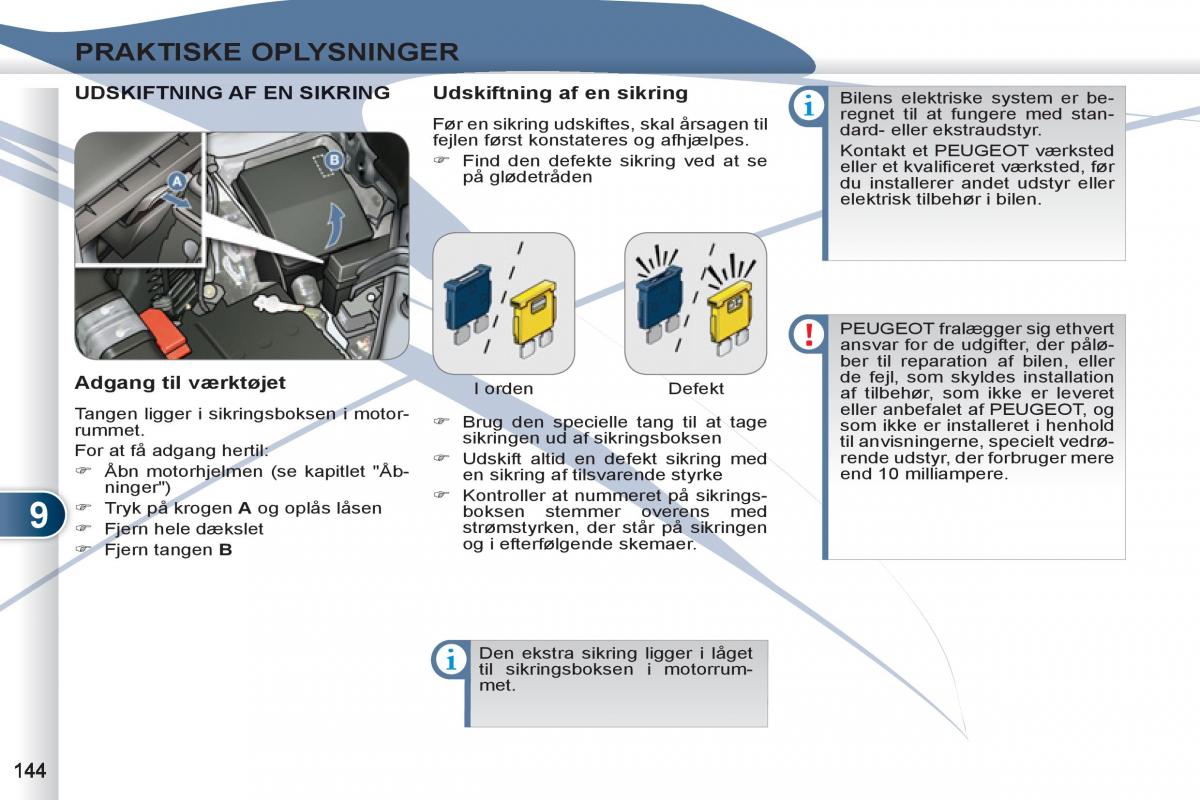 manual Peugeot 4007 Bilens instruktionsbog / page 146