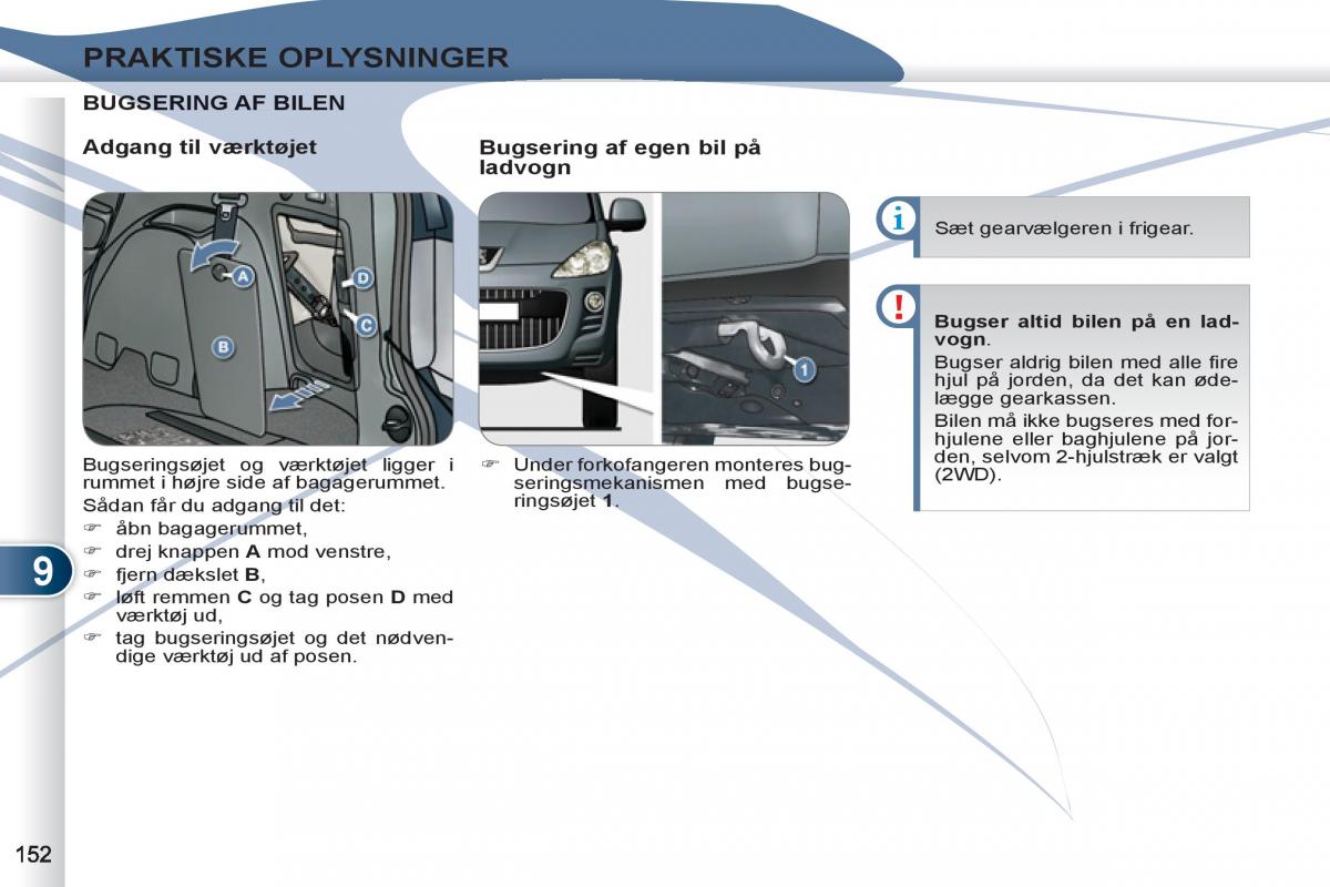 manual  Peugeot 4007 Bilens instruktionsbog / page 154