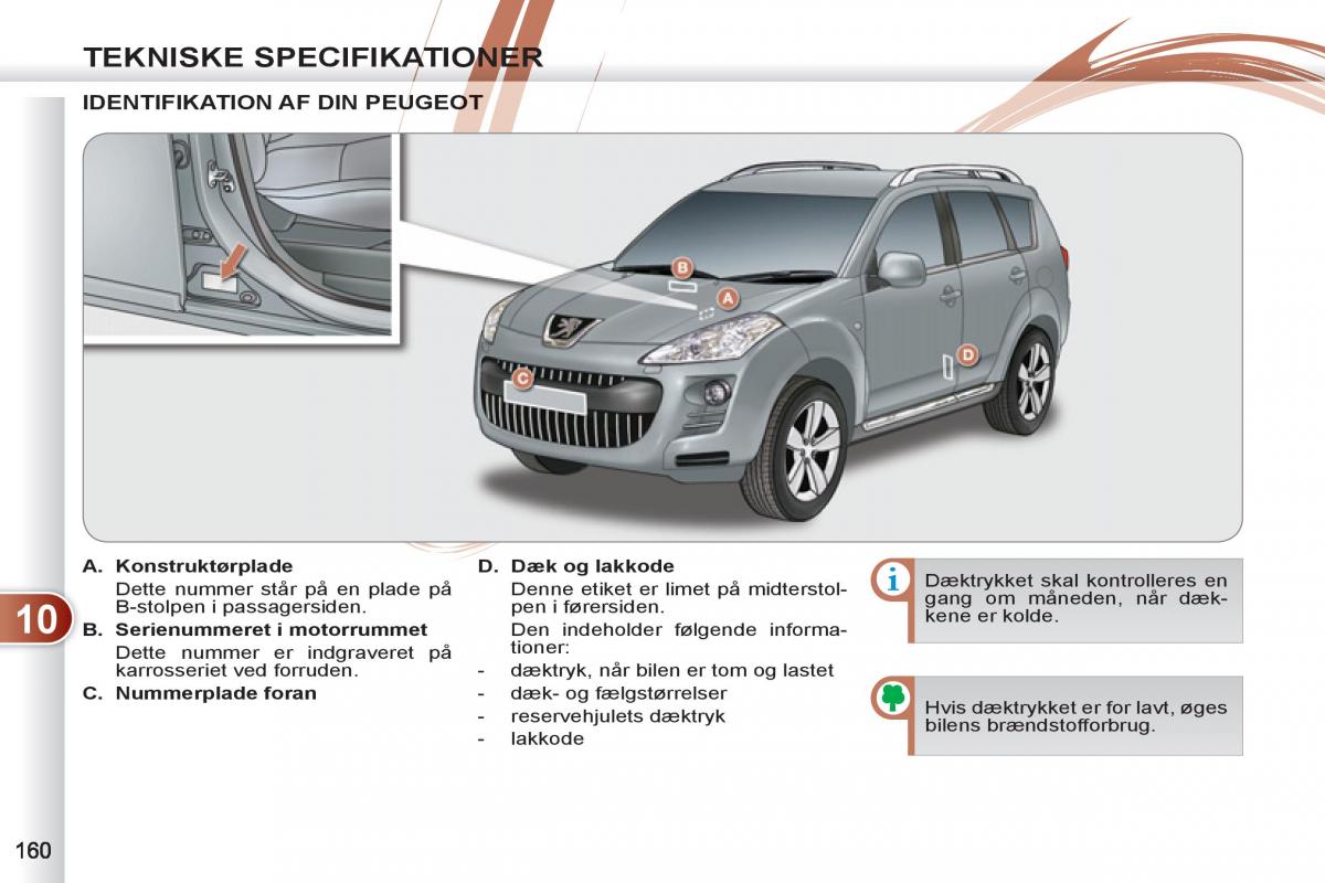 manual  Peugeot 4007 Bilens instruktionsbog / page 162