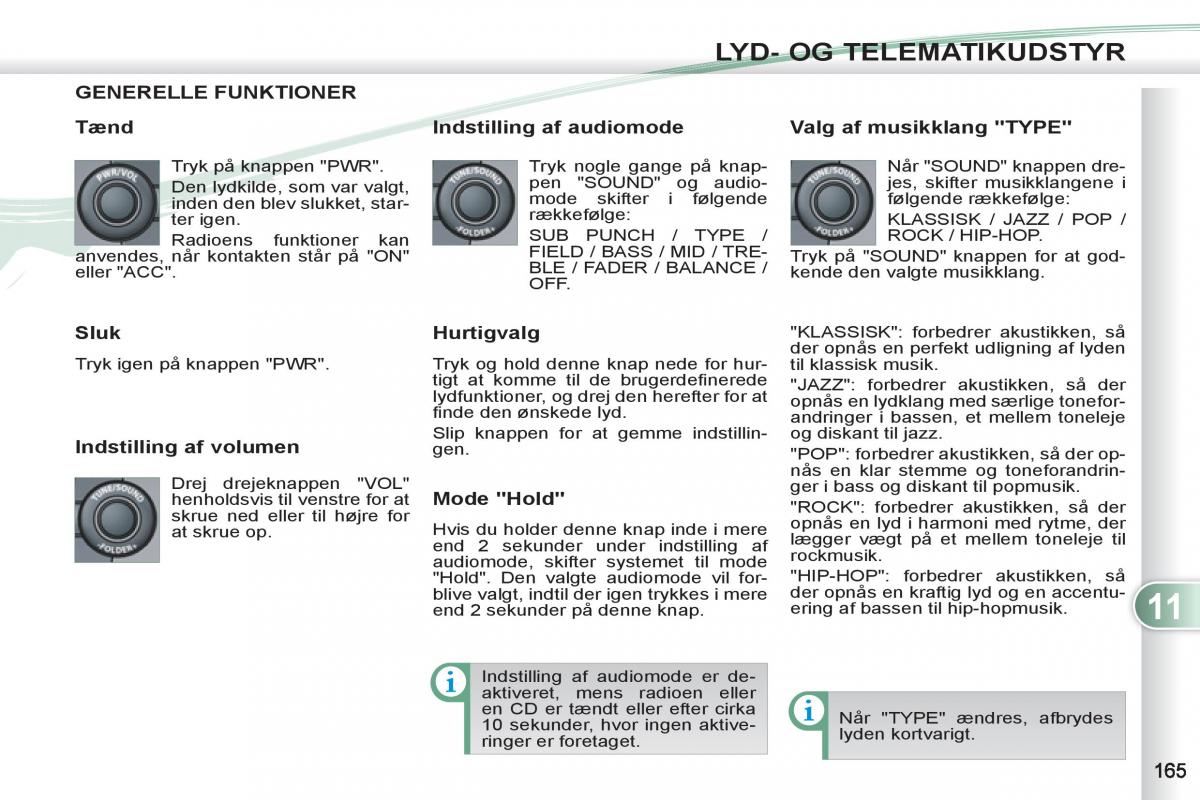 manual  Peugeot 4007 Bilens instruktionsbog / page 167