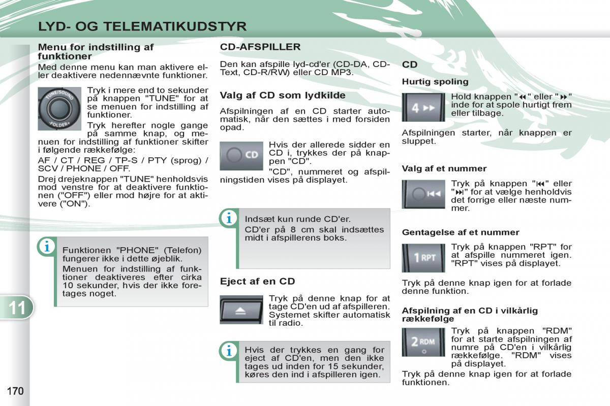 manual Peugeot 4007 Bilens instruktionsbog / page 172