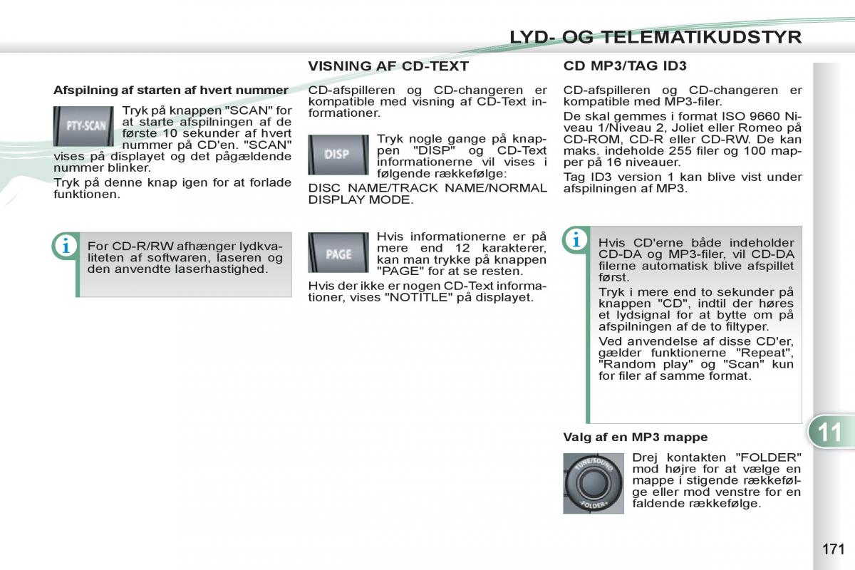 manual  Peugeot 4007 Bilens instruktionsbog / page 173