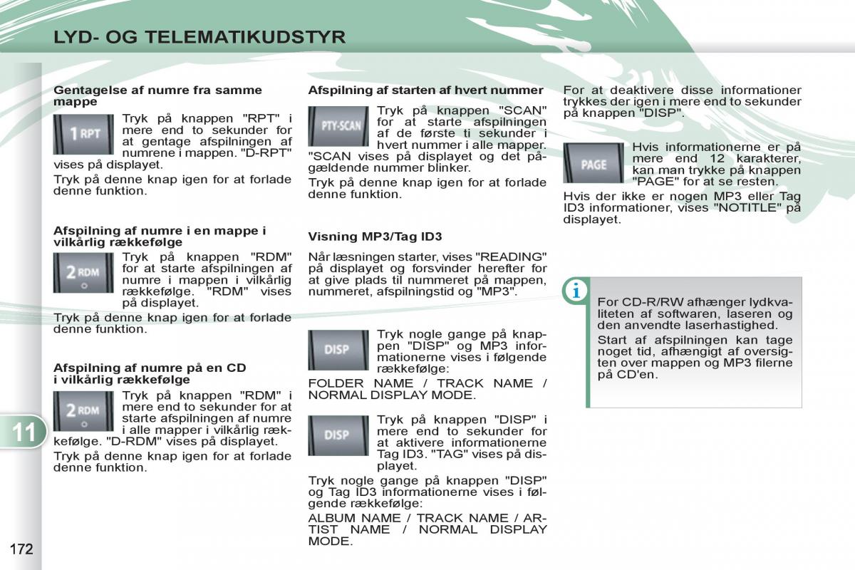 manual Peugeot 4007 Bilens instruktionsbog / page 174