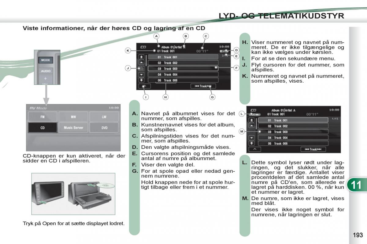 manual Peugeot 4007 Bilens instruktionsbog / page 195