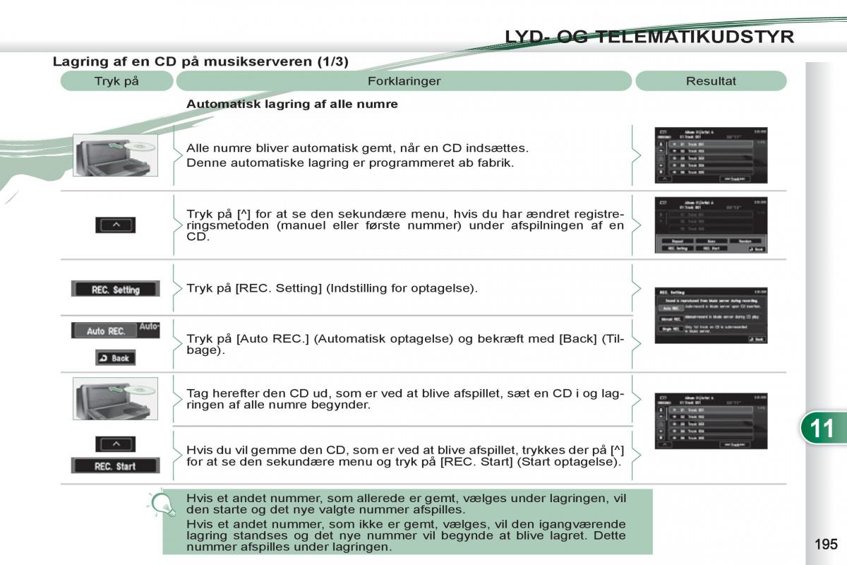 manual Peugeot 4007 Bilens instruktionsbog / page 197