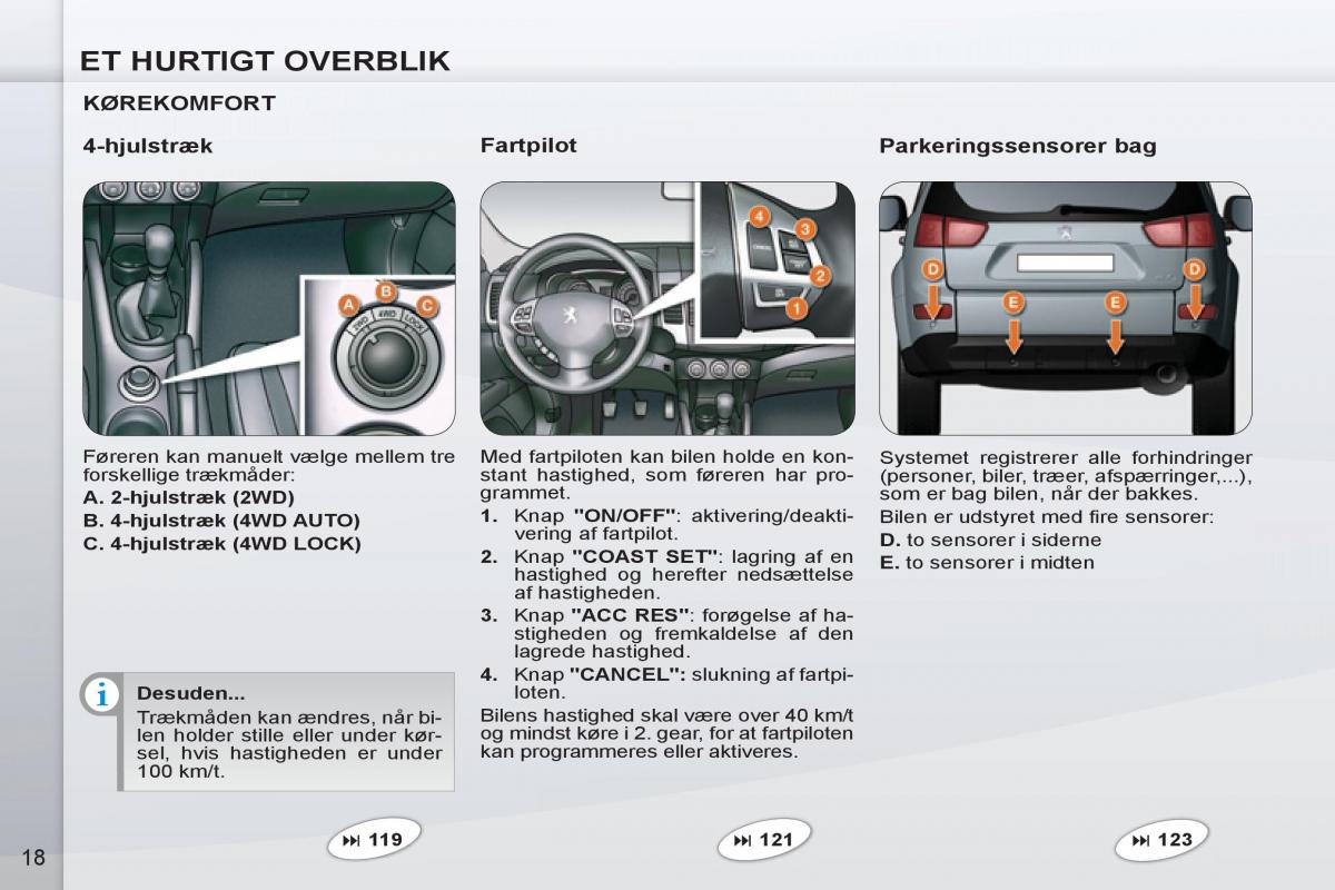 Peugeot 4007 Bilens instruktionsbog / page 20
