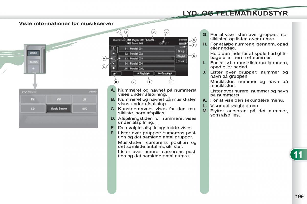 manual  Peugeot 4007 Bilens instruktionsbog / page 201