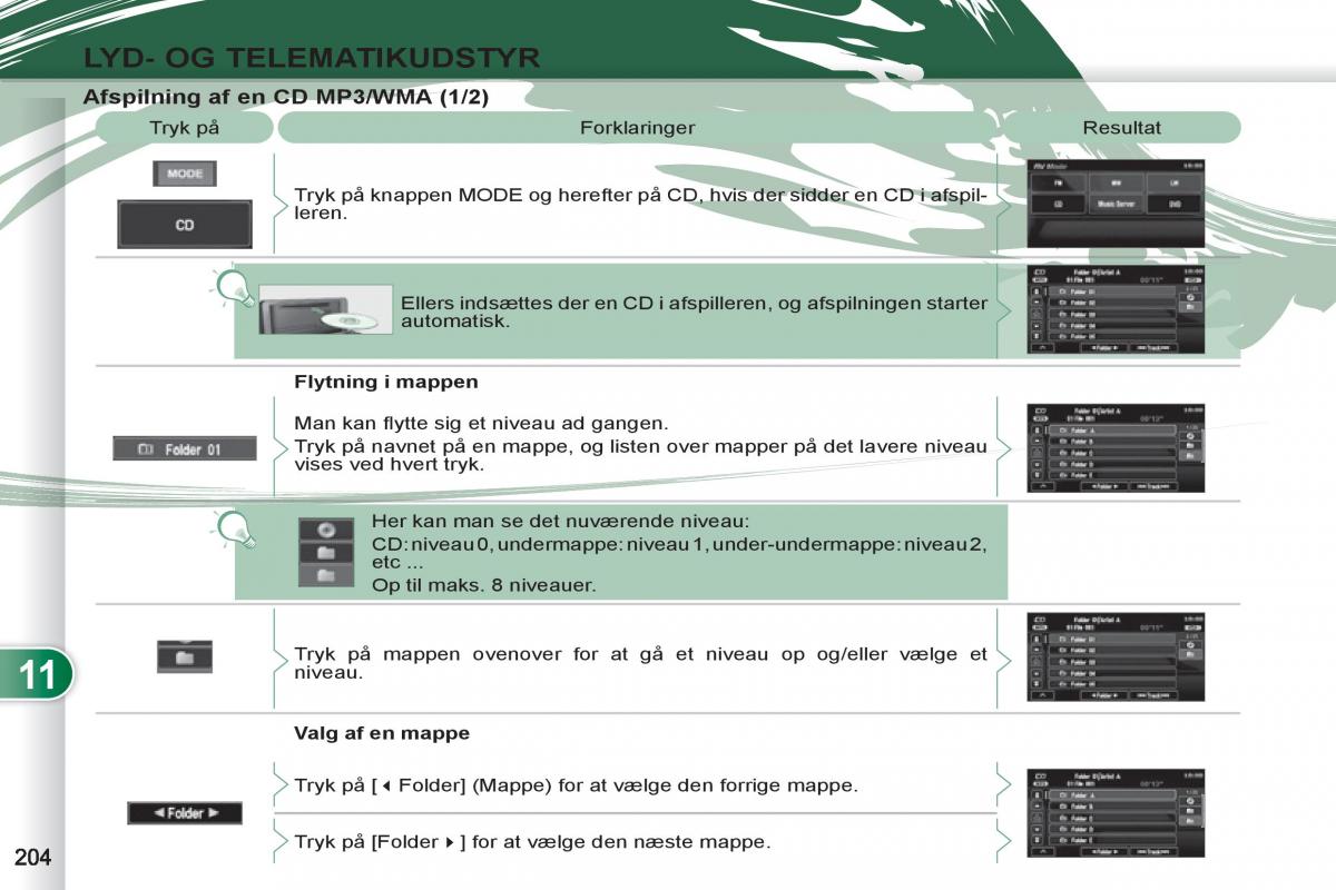 manual  Peugeot 4007 Bilens instruktionsbog / page 206