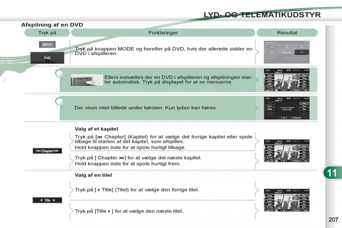 manual  Peugeot 4007 Bilens instruktionsbog / page 209