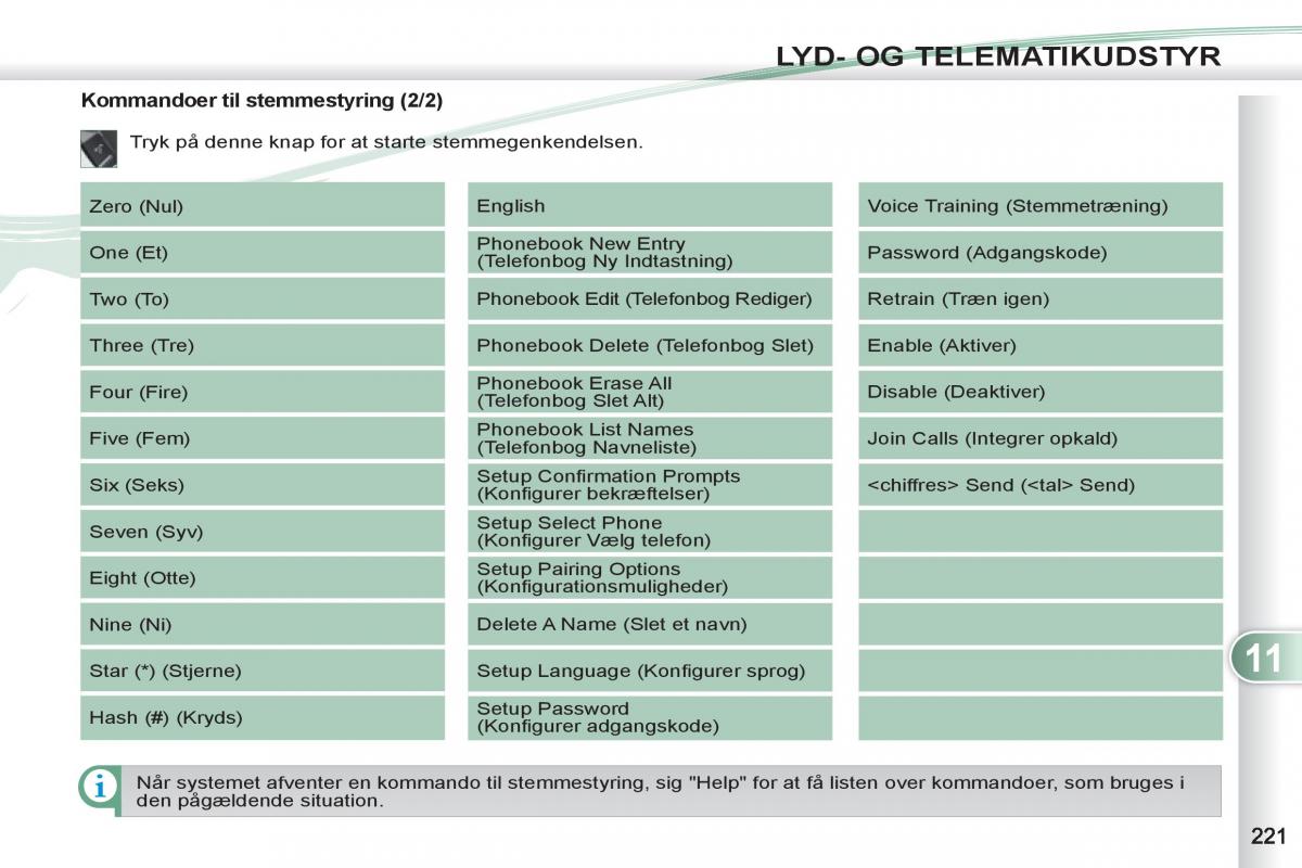 manual  Peugeot 4007 Bilens instruktionsbog / page 223