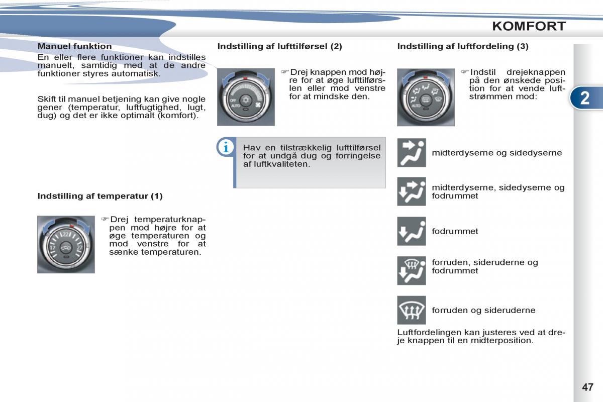 manual  Peugeot 4007 Bilens instruktionsbog / page 49