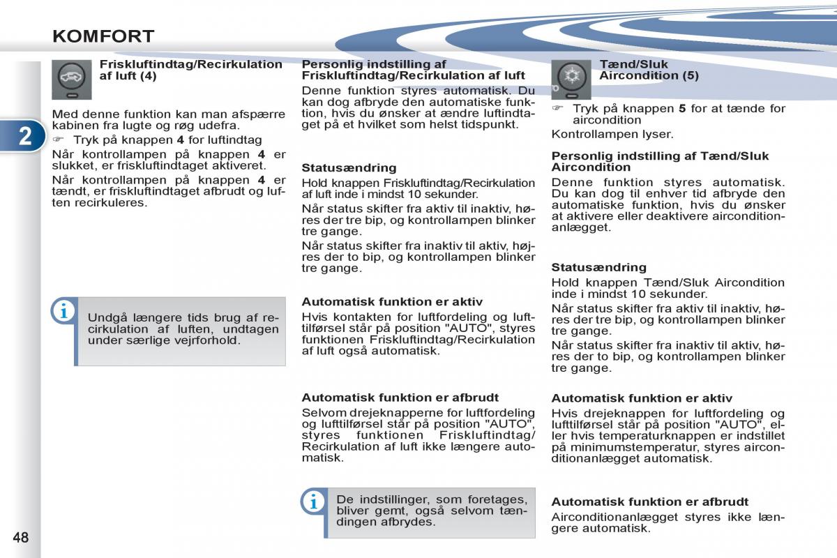 manual  Peugeot 4007 Bilens instruktionsbog / page 50