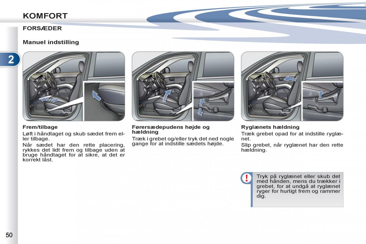 manual  Peugeot 4007 Bilens instruktionsbog / page 52