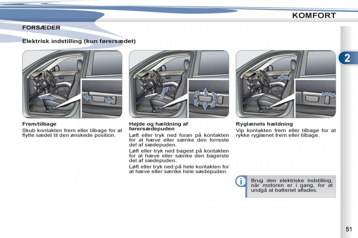 manual  Peugeot 4007 Bilens instruktionsbog / page 53