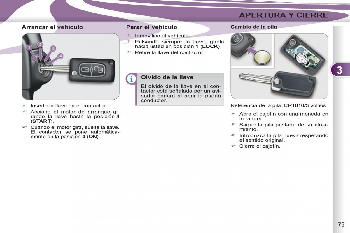 Peugeot 4007 manual del propietario / page 77