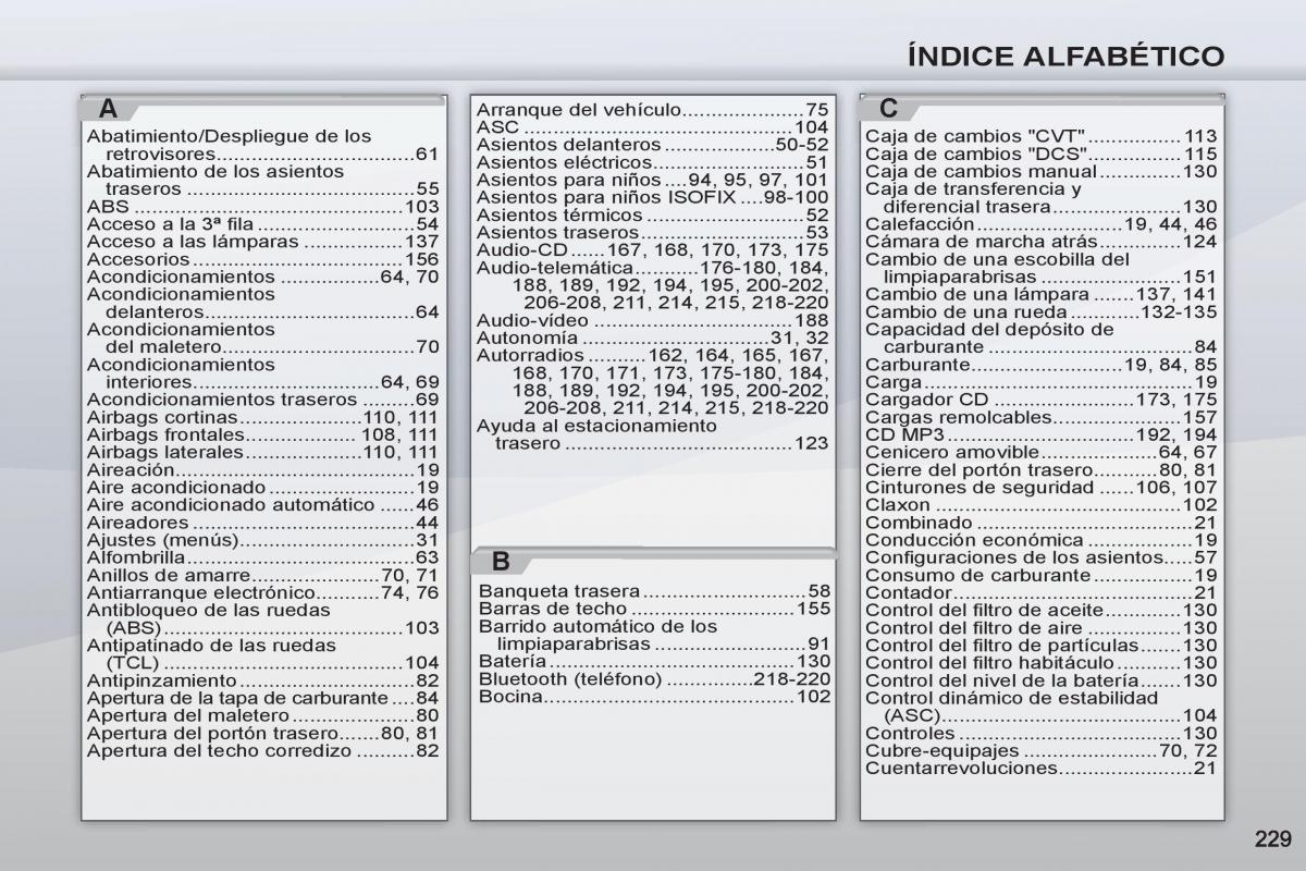 Peugeot 4007 manual del propietario / page 231