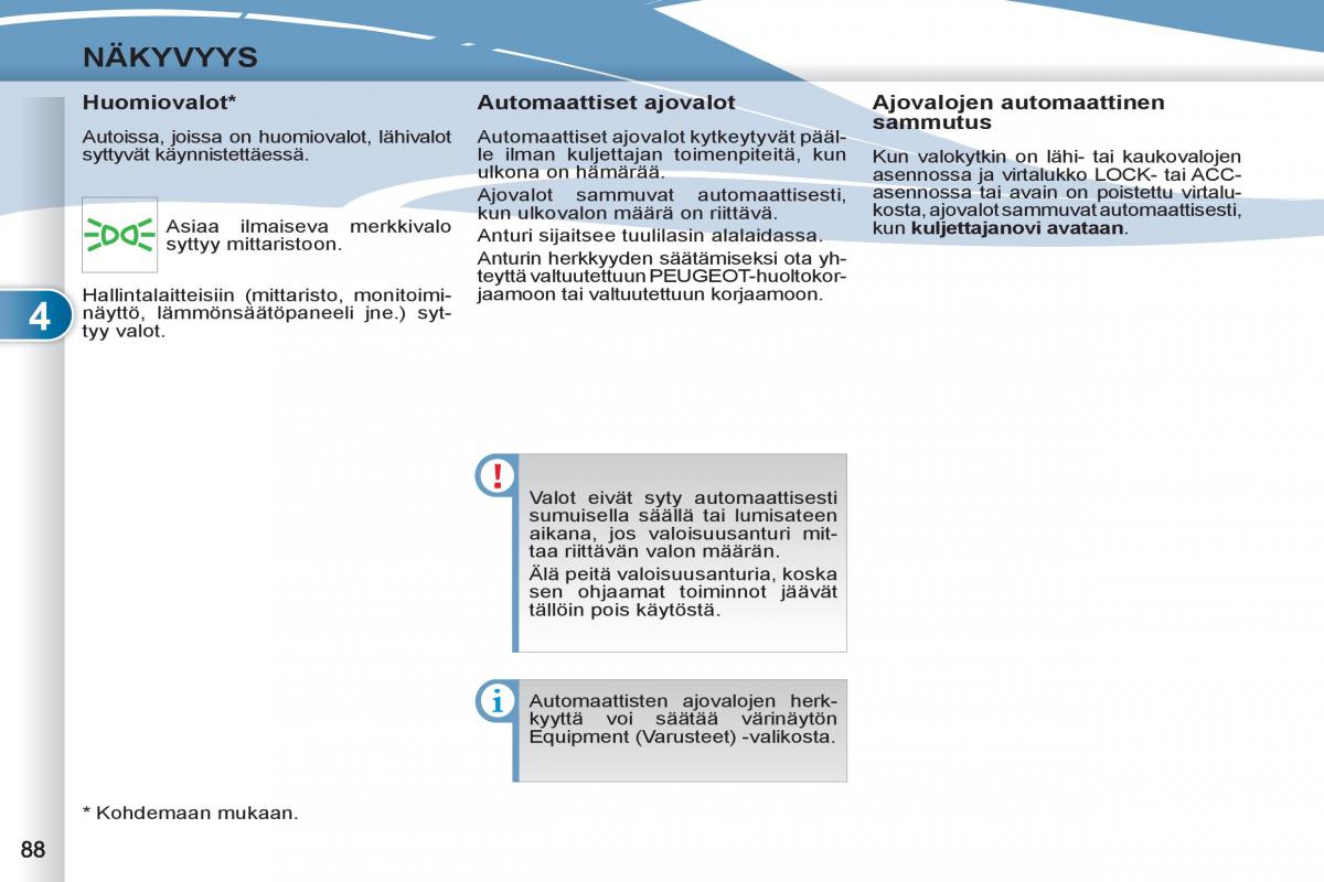 Peugeot 4007 omistajan kasikirja / page 90