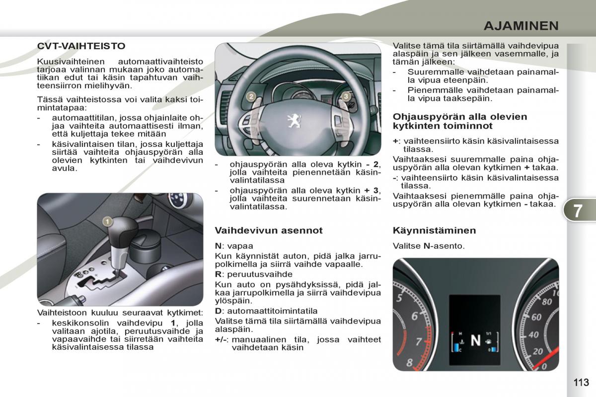 Peugeot 4007 omistajan kasikirja / page 115