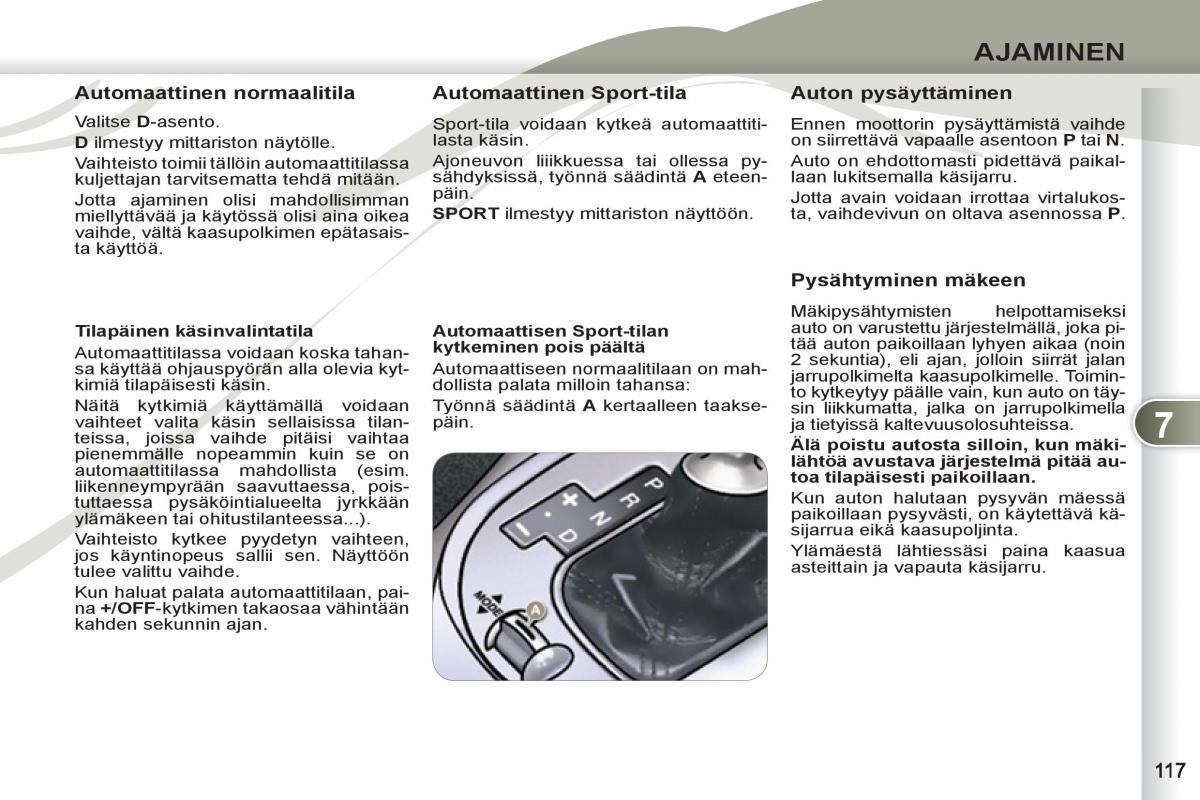 Peugeot 4007 omistajan kasikirja / page 119