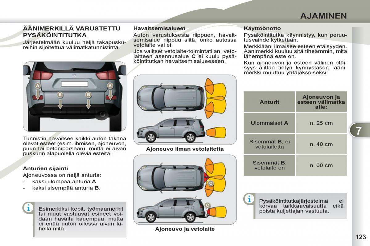 Peugeot 4007 omistajan kasikirja / page 125