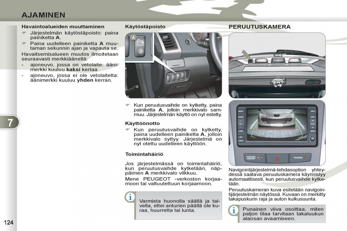 Peugeot 4007 omistajan kasikirja / page 126