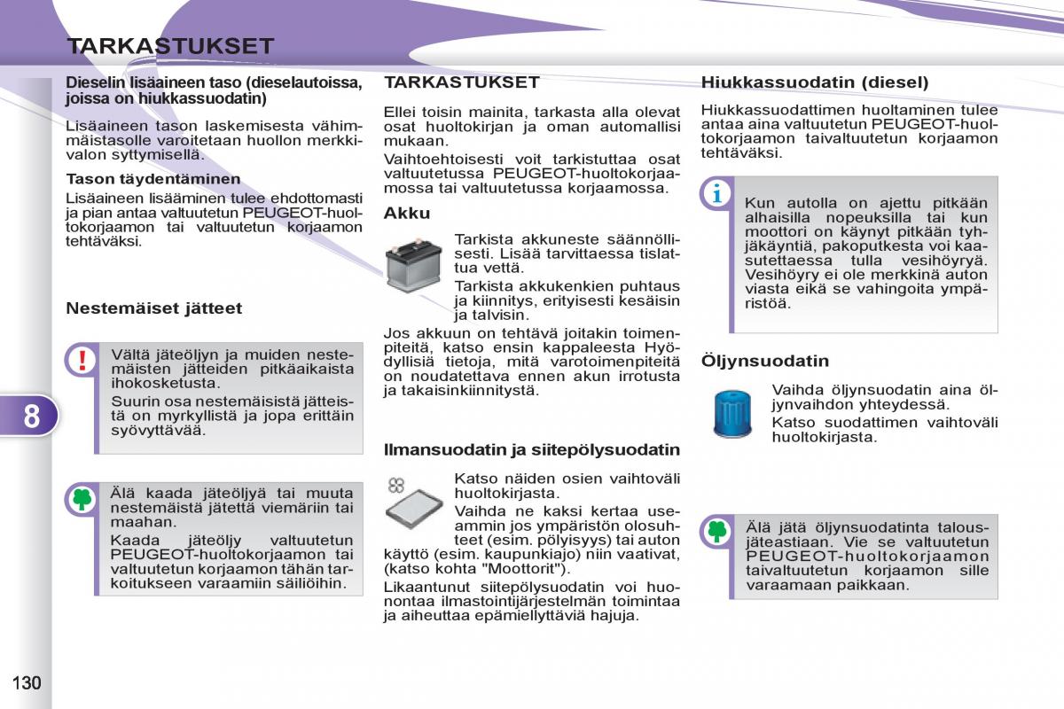 Peugeot 4007 omistajan kasikirja / page 132