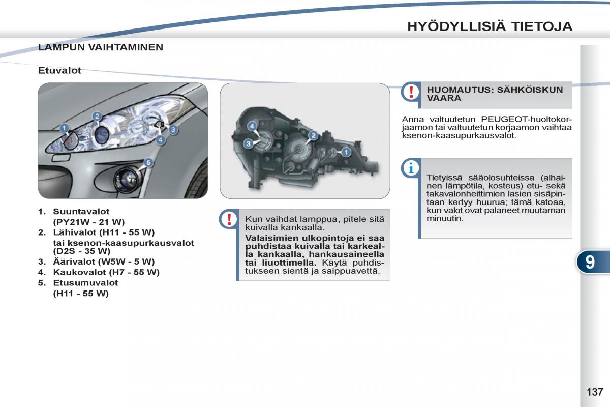 Peugeot 4007 omistajan kasikirja / page 139