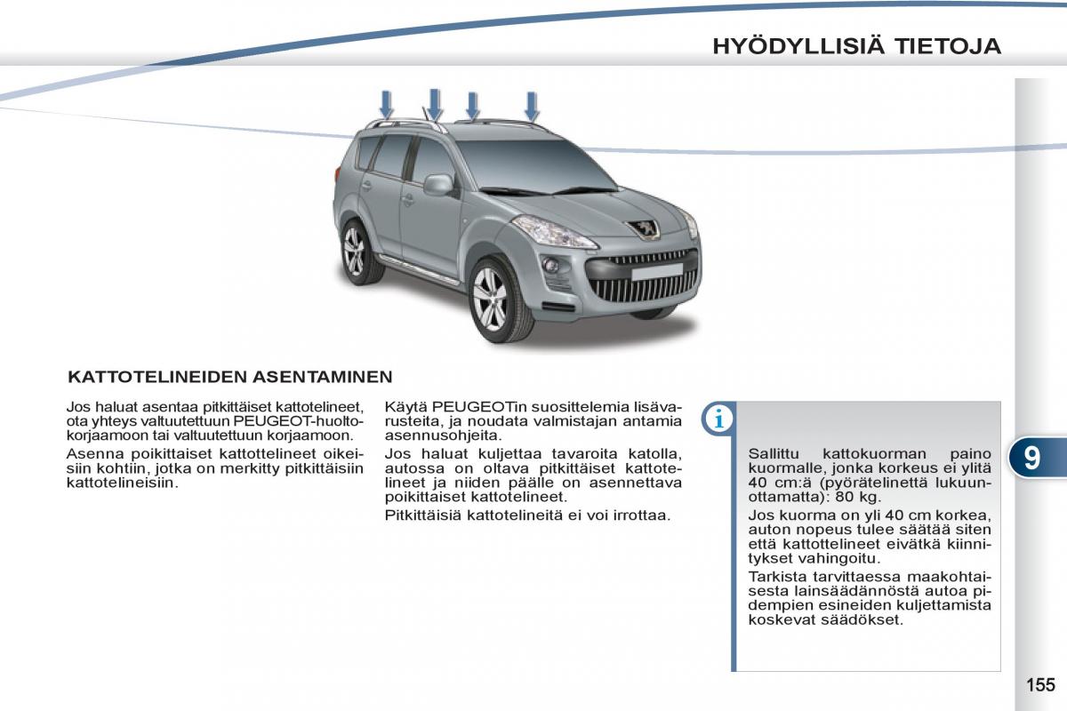 Peugeot 4007 omistajan kasikirja / page 157