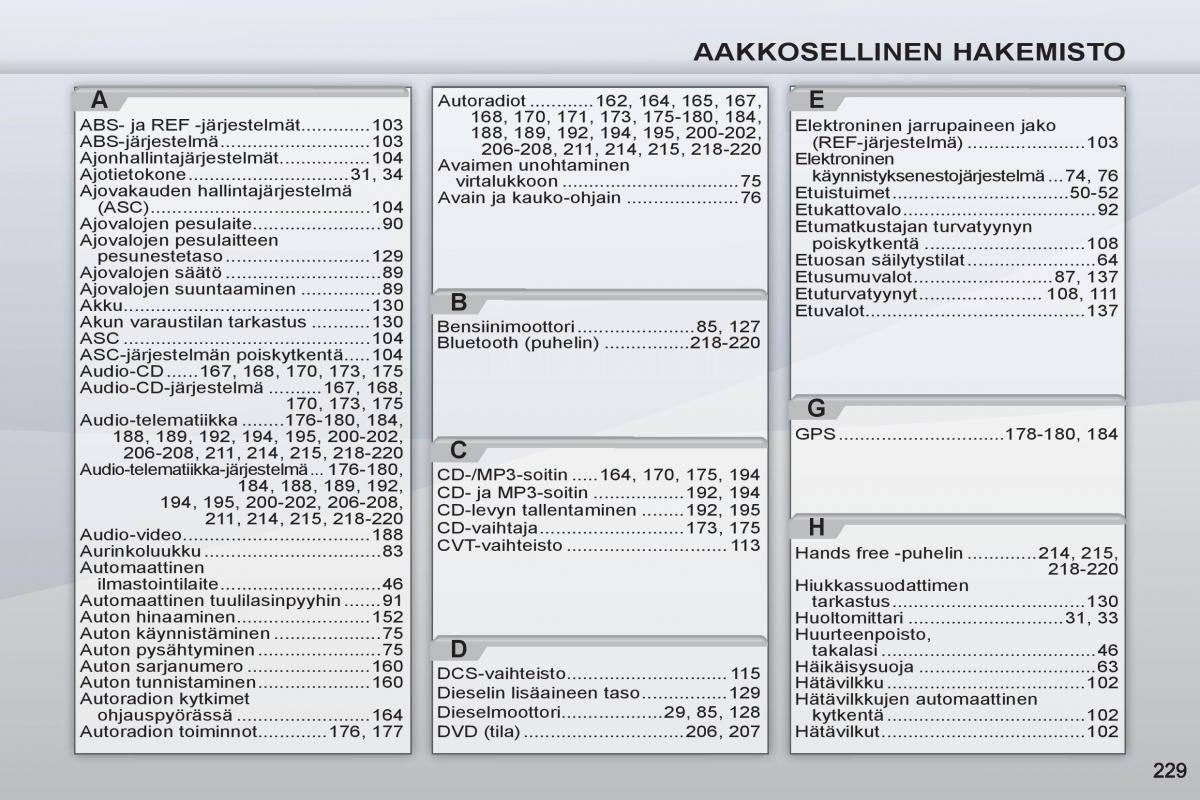 Peugeot 4007 omistajan kasikirja / page 231